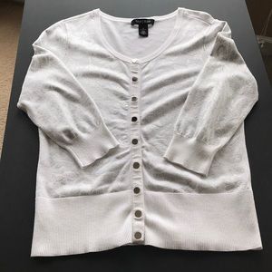 WHBM silver printed white cardigan M